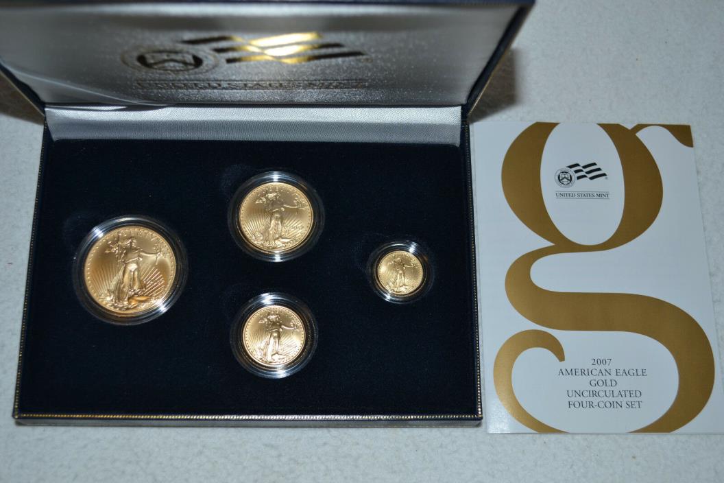 2007 W Burnished Gold American Eagle 4 Coin Set (UNC, MINT, BU) OGP/COA Key Date