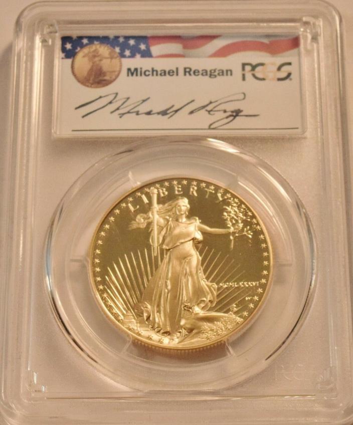 1986 $50 PCGS PR 69 Deep CAMEO Gold American Eagle PROOF Reagan Signed 1 oz Coin