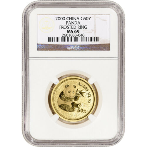 2000 China Gold Panda 1/2 oz 50 Yuan Frosted Ring - NGC MS69