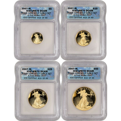 2007-W American Gold Eagle Proof 4-pc Year Set - ICG PR70 DCAM First Strike