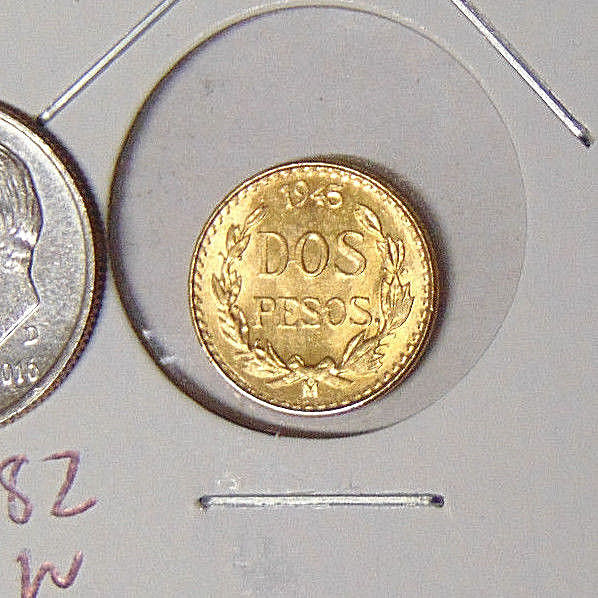 1945 Mexico Gold Dos Pesos BU Mexican Gold 2 Peso