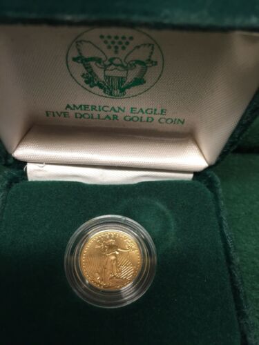 1989 $5 Gold American Eagle (1/10 ozt) BU w/ Box & COA