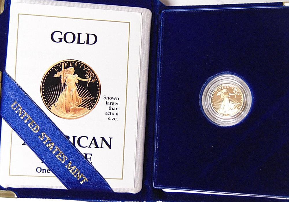 Proof 1990-P $5 American Gold Eagle 1/10 oz Gold Roman Numeral Date