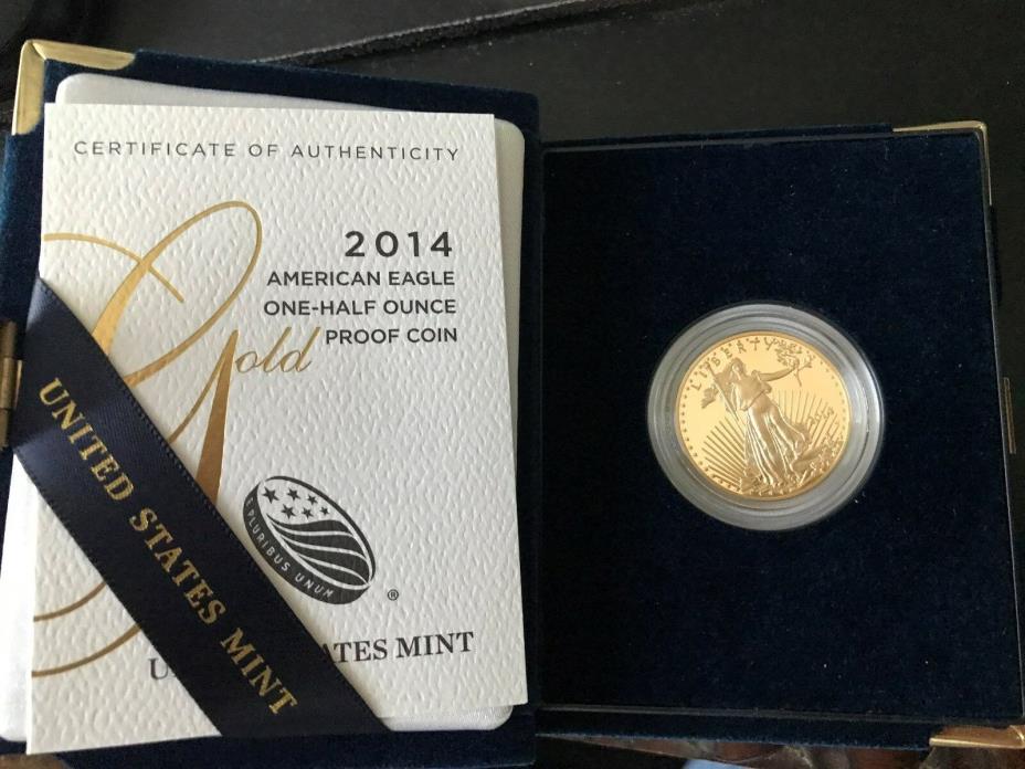 2014-W American Gold Eagle Proof (1/2 oz) $25 in OGP box LOW MINTAGE