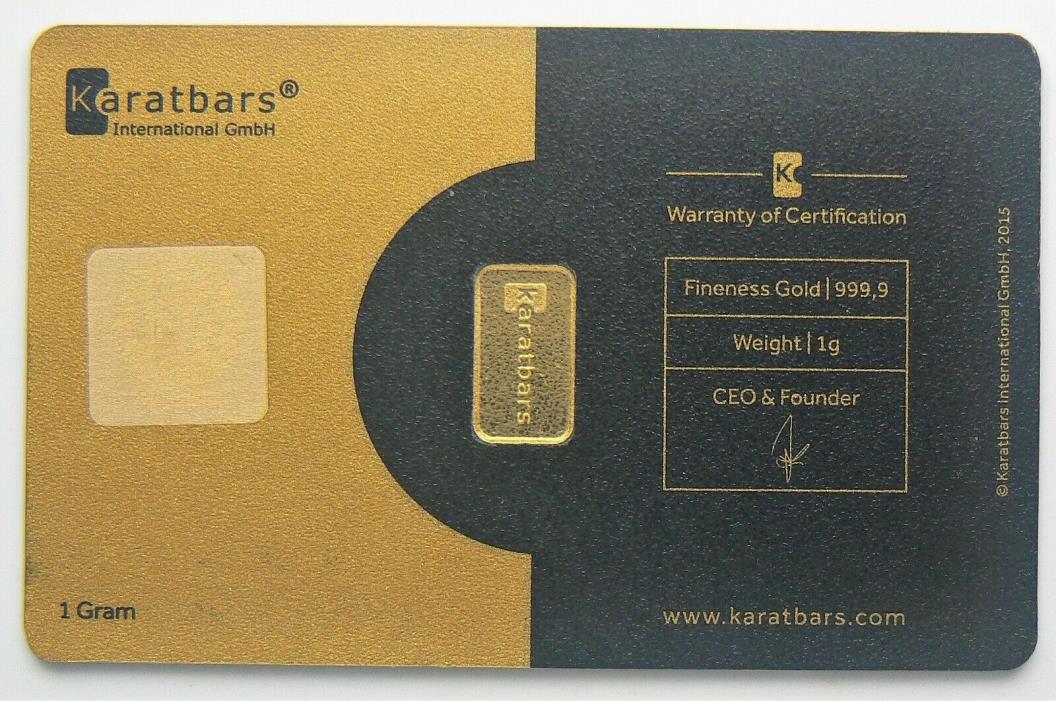 SEALED 1 GRAM KARATBAR NADIR GOLD BAR .9999 PURE Gold Hologram Gold Card