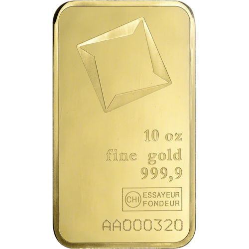 10 oz. Gold Bar - Valcambi Suisse - 999.9 Fine Sealed with Assay Certificate