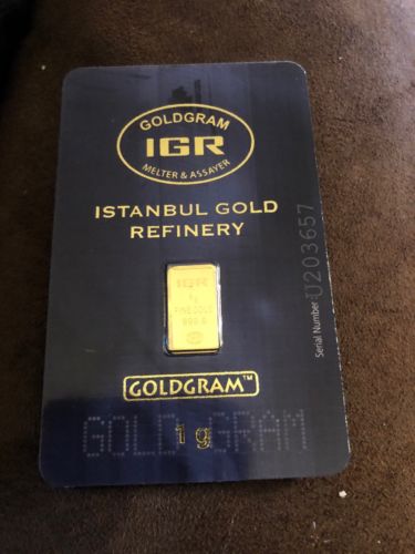 .999 Fine Gold 1 Gram Gold Bar - IGR Istanbul Gold Refinery