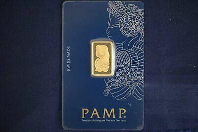 5 Gram Pamp Suisse .9999 Fine Gold Bar In Veriscan Assay - Lady Fortuna (#2)