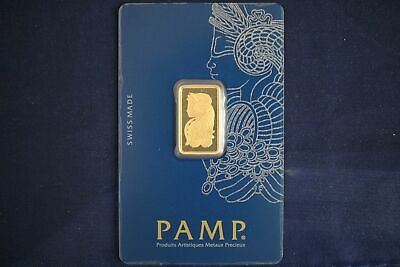 5 Gram Pamp Suisse .9999 Fine Gold Bar In Veriscan Assay - Lady Fortuna (#1)