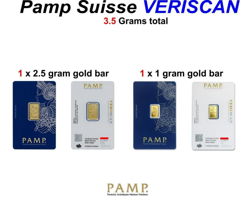 Pamp Suisse Gold Bars  2.5 gram gold  1 gram gold VERISCAN  NEW