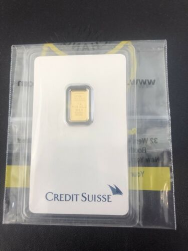 Credit Suisse 1 Gram Gold Bar Sealed Assay Valcambi Essayeur Fondeur 999.9 24K
