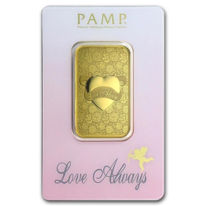 LOVE ~ 1~OUNCE ~ .9999 GOLD ~ LOVE ALWAYS ~ PAMP SUISSE ~ SEALED BAR ~ $1,588.88