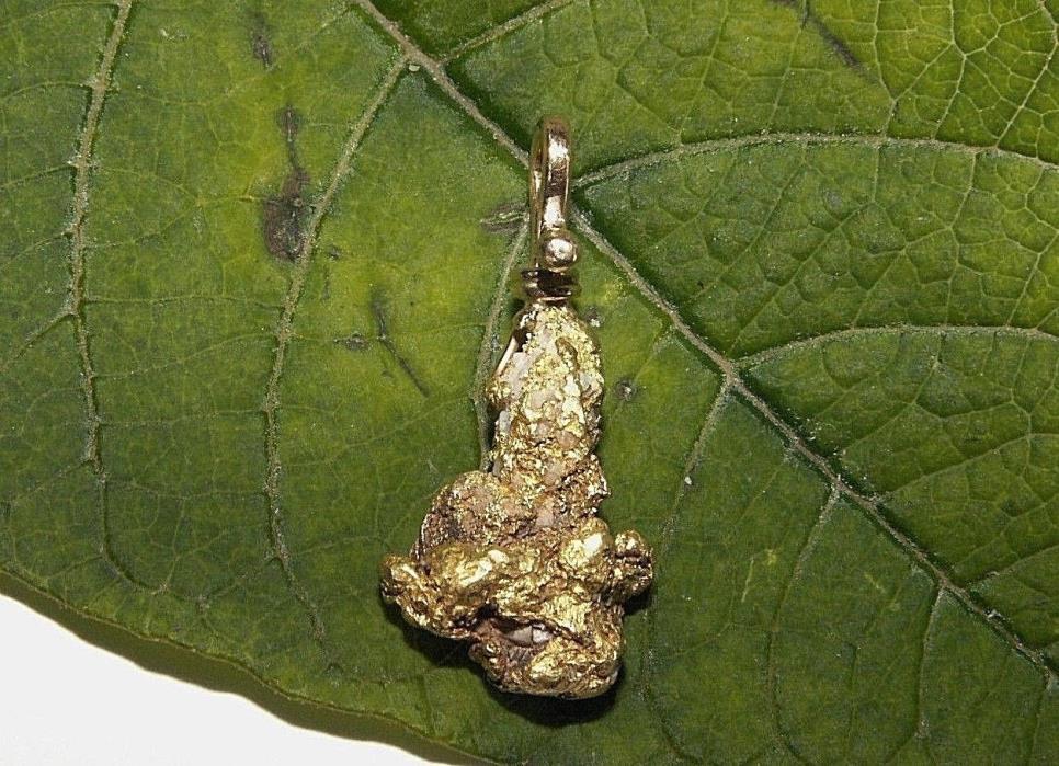 Genuine Natural Gold Nugget Pendant with Handmade Bail , 3.76 Gram