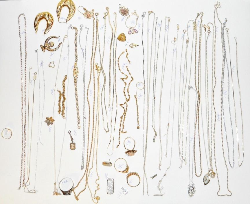 Jewelry Lot Of 75 grams 10k 14k & 18k Gold - marked or Acid Tested Scrap/wear!