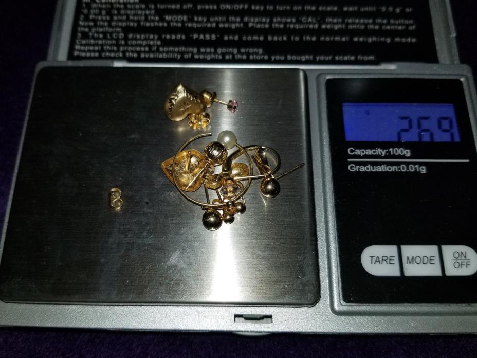 14K YELLOW & 10K WHITE GOLD JEWELRY 3.47 GRAMS OF 583 & 417 FOR SCRAP RECOVERY