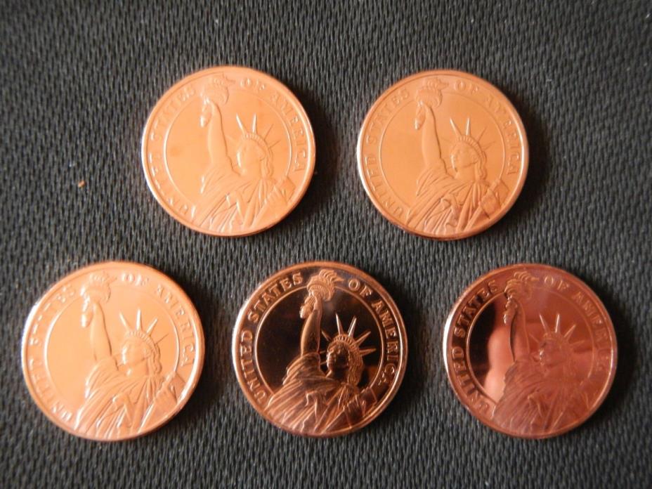 5 1/2 oz Statue of Liberty .999 Fine Copper Rounds Freshly Minted