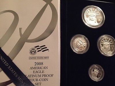 2008-W 4-Coin Proof Platinum American Eagle Set (w/Box & COA)