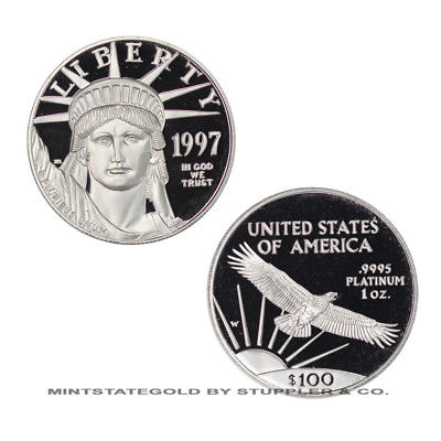 1997-W 1oz Platinum Eagle Proof OGP Mint Box and CoA $100 modern American coin