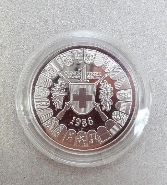 1986 Swiss 1 Oz .999 Platinum Einlosbar Am Wilhelm Tell Schiessen Altdorf