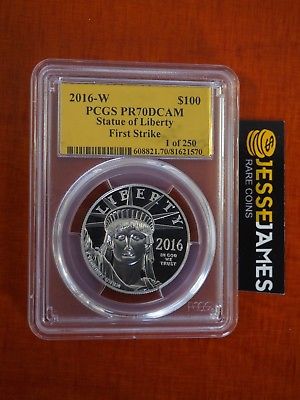 2016 $100 W PROOF PLATINUM EAGLE PCGS PR70 DCAM FIRST STRIKE GOLD FOIL 1 OF 250