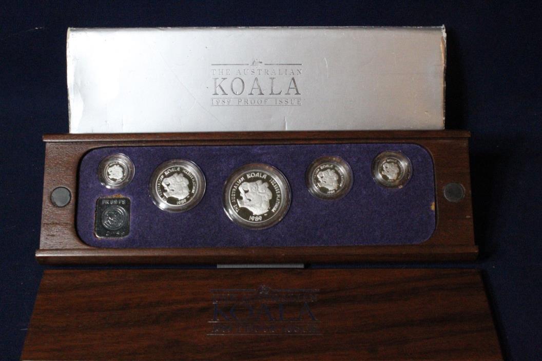 1989 Australia 5-Coin Platinum Koala Proof Set 1.9 oz Original Packaging #2158