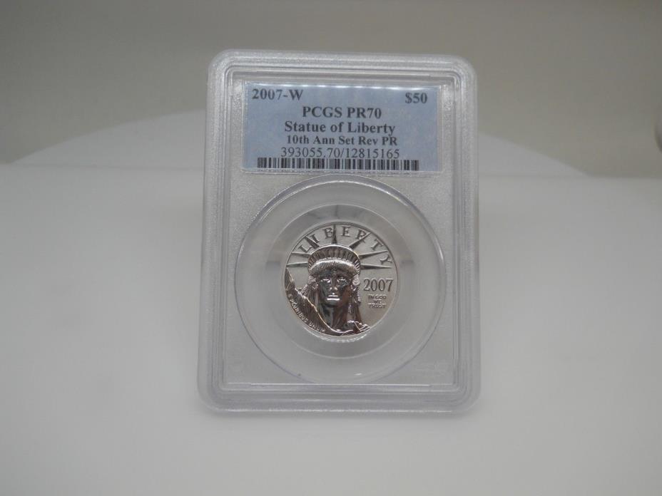 2007 W Platinum Reverse Proof Statue of Liberty/Eagle $50 PCGS PR70