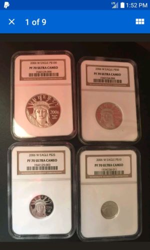2006 Platinum Proof Eagle 4 coin set graded NGC PF70 PERFECT $10 $25 $50 $100