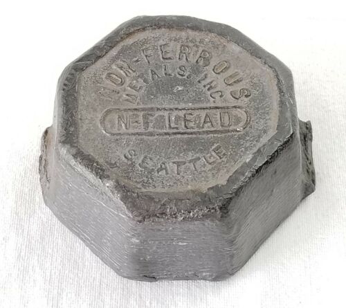 Vintage N-F Metals of Seattle Lead Ingot bar 5 Pounds 5 Lbs. Non-ferrous rare