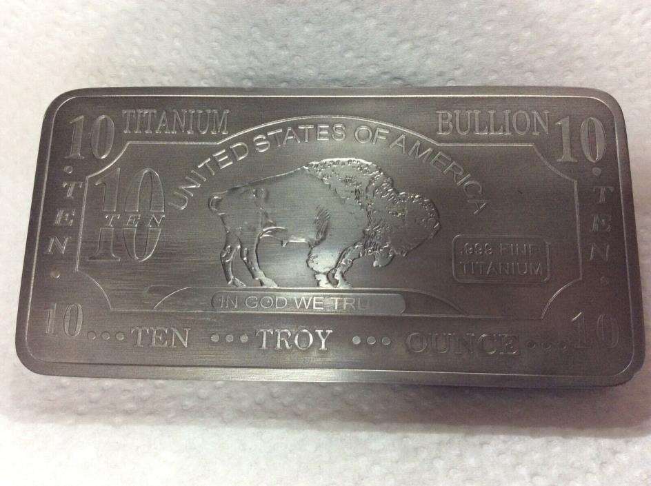Titanium 10oz Bullion Buffalo Bar .999 Pure ** Made in USA **