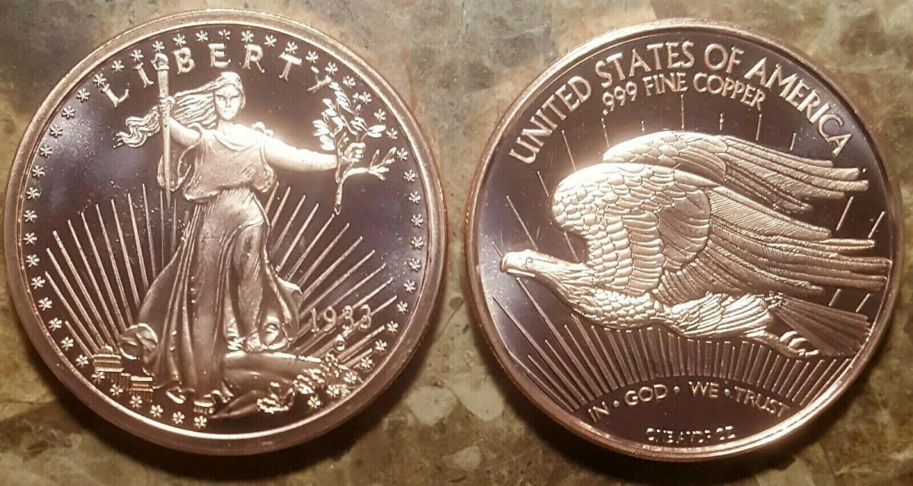 Saint Gaudens 1oz. Pure Copper Bullion Round!!