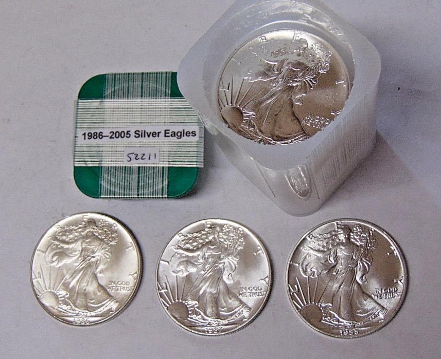 Complete Set American Silver Eagles 1986-2005 20 Coins .999 Fine Silver Dollars