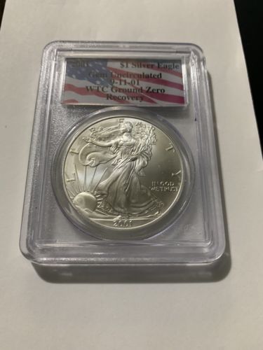2001 Silver Eagle PCGS Gem Uncirc. 9/11/01 Recovery