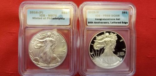 2016-W $1 CONGRATULATIONS SET Proof Silver Eagle PR69 30th ANN ICG + bonus coin