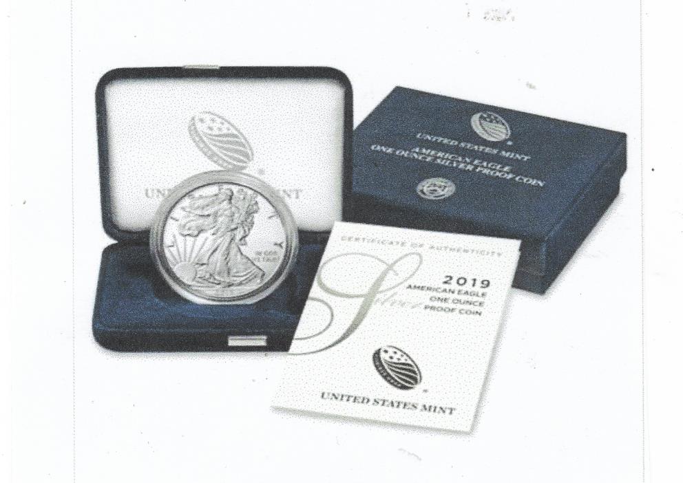 2019 $1 1oz Proof American Silver Eagle with OGP