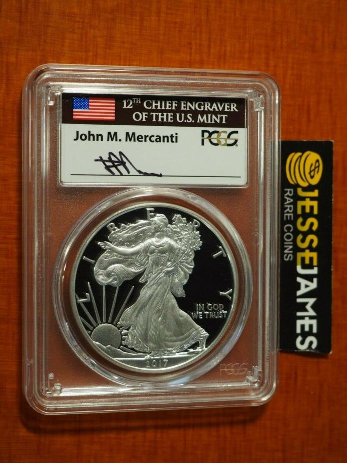 2017 S PROOF SILVER EAGLE PCGS PR70 MERCANTI FIRST DAY ISSUE CONGRATULATIONS SET