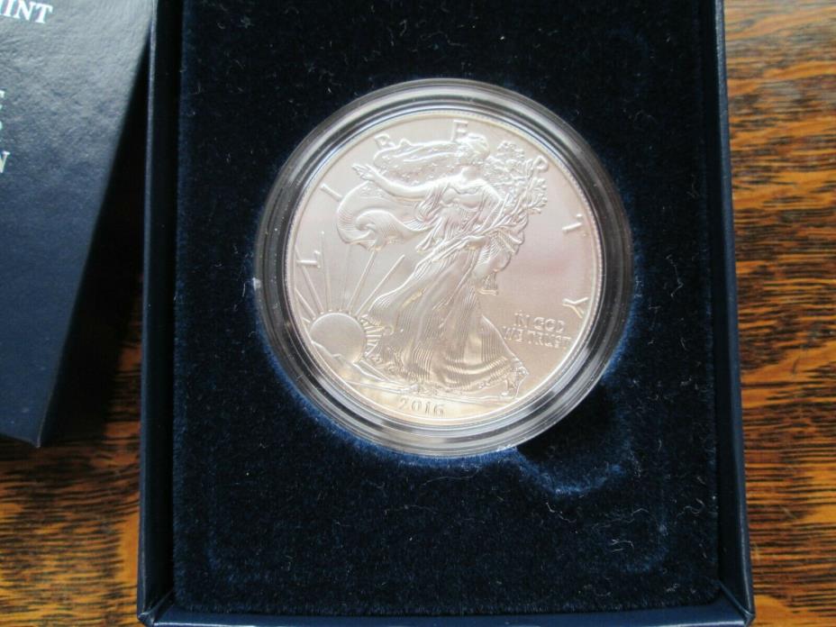 2016 American Silver Eagle Coin 1 Oz BU Silver Coin in Box/Capsule