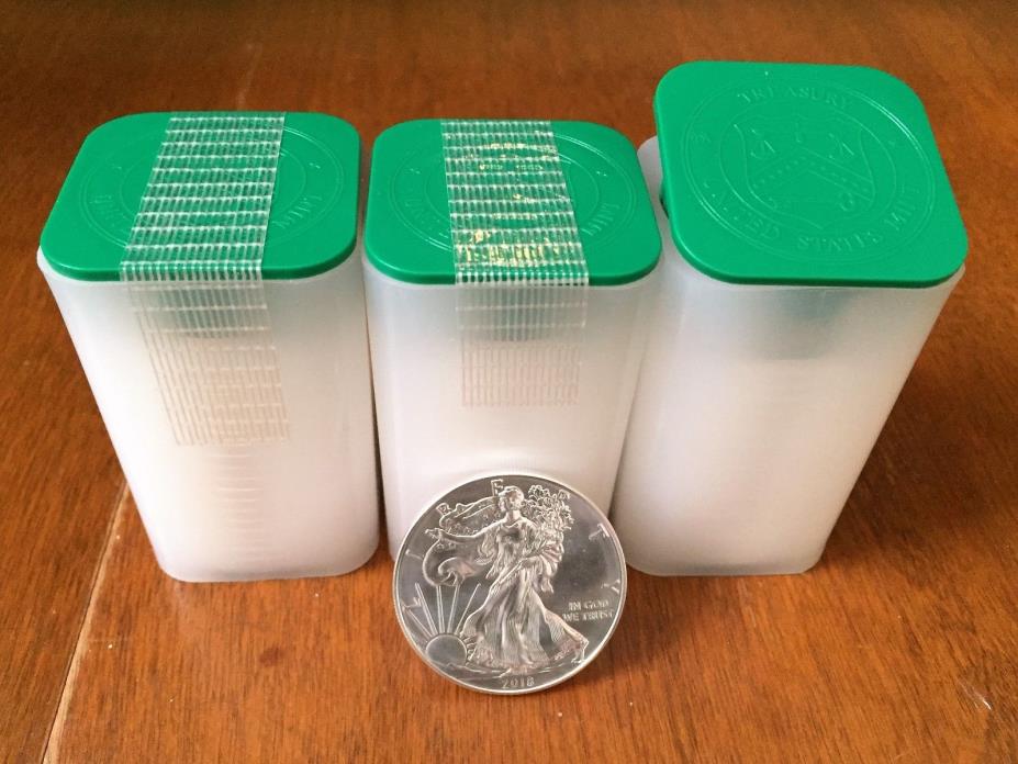 (3) Rolls of 20 - 2018 American Silver Eagle Coins .999  - Total of 60 Coins