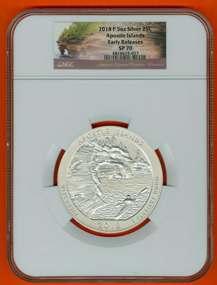 2018 P ATB-25C-5oz Silve Apostle Islands-Michigan-NGC SP70, ER-NGC-4816619-027