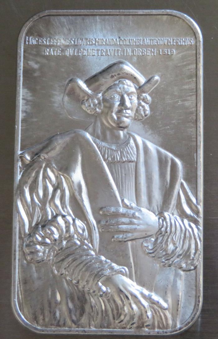 CHRISTOPHER COLUMBUS CHATTANOOGA 1973 ART BAR .999 FINE SILVER VINTAGE 1 TROY OZ