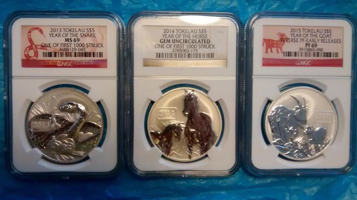 3 - 1 Oz .999 Fine Silver  REVERSE PROOFS 2013, 2014, 2015 ALL SOLD OUT!