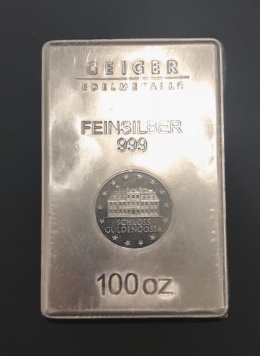 100 oz Silver Bar - Geiger (Security Line Series)