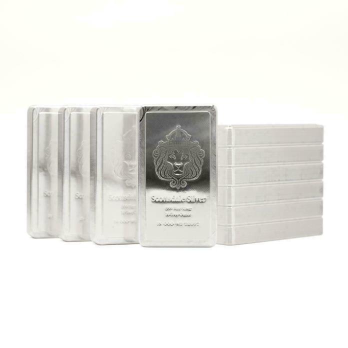 10 x 10oz Scottsdale STACKER Silver Bars 100 Troy oz .999 Silver Bullion