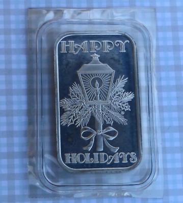 1992 Happy Holidays 1 Ounce .999 Fine Silver Art Bar, 1 oz Christmas Silver Bar