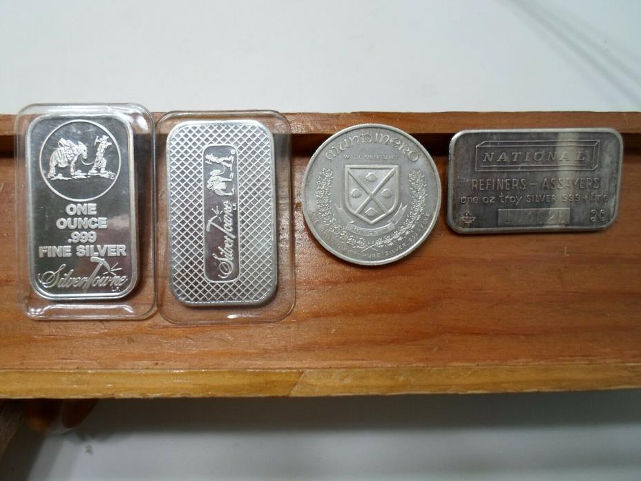 Silver .999     1 Round    and     3 Bars   4 troy onces total