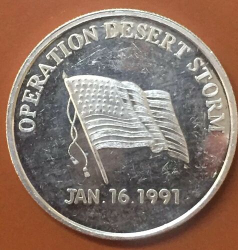1991 Operation Desert Storm US Marines One 1 Troy Oz Ounce .999 Silver Coin Art