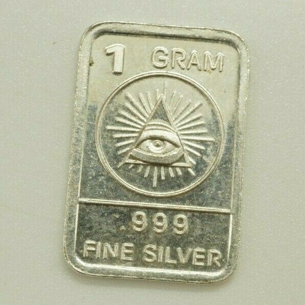 1 Gram / .999 Fine Silver / All Seeing Eye Illuminati / Bullion Art Bar