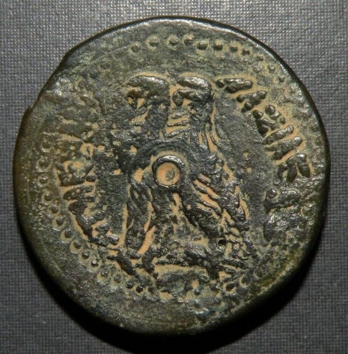 Ancient Greek Coin Two Eagles Zeus Thunderbolt Ptolemy VI Bronze 170-164BC Egypt