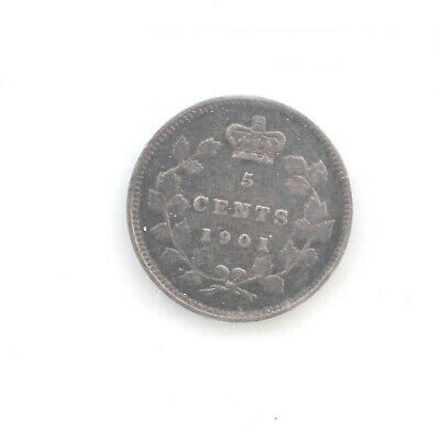 1901 Victoria 5 Cents Silver CAN • ICCS Grade VF-20