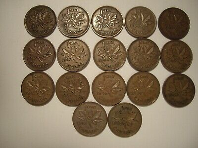 C Canada George VI Small Cents From 1937 - 1952 - Lot of  17 Coins