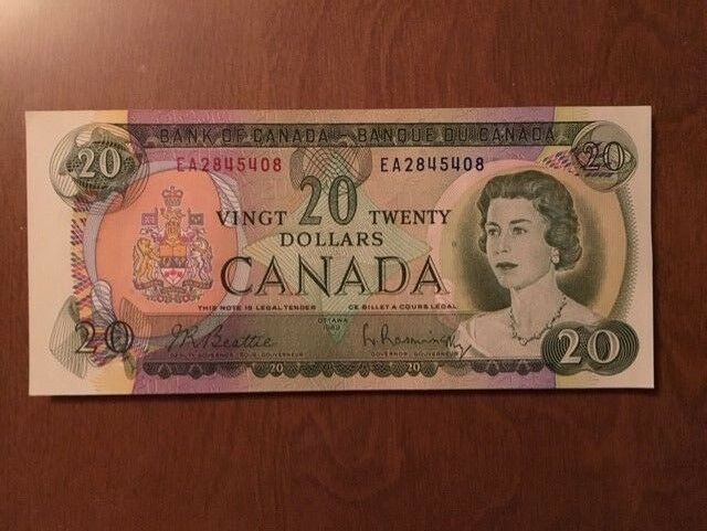 1969 UNCIRCULATED CANADIAN 20 DOLLAR BILL  prefix EA